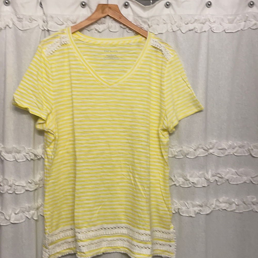 Talbots XL yellow striped t shirt